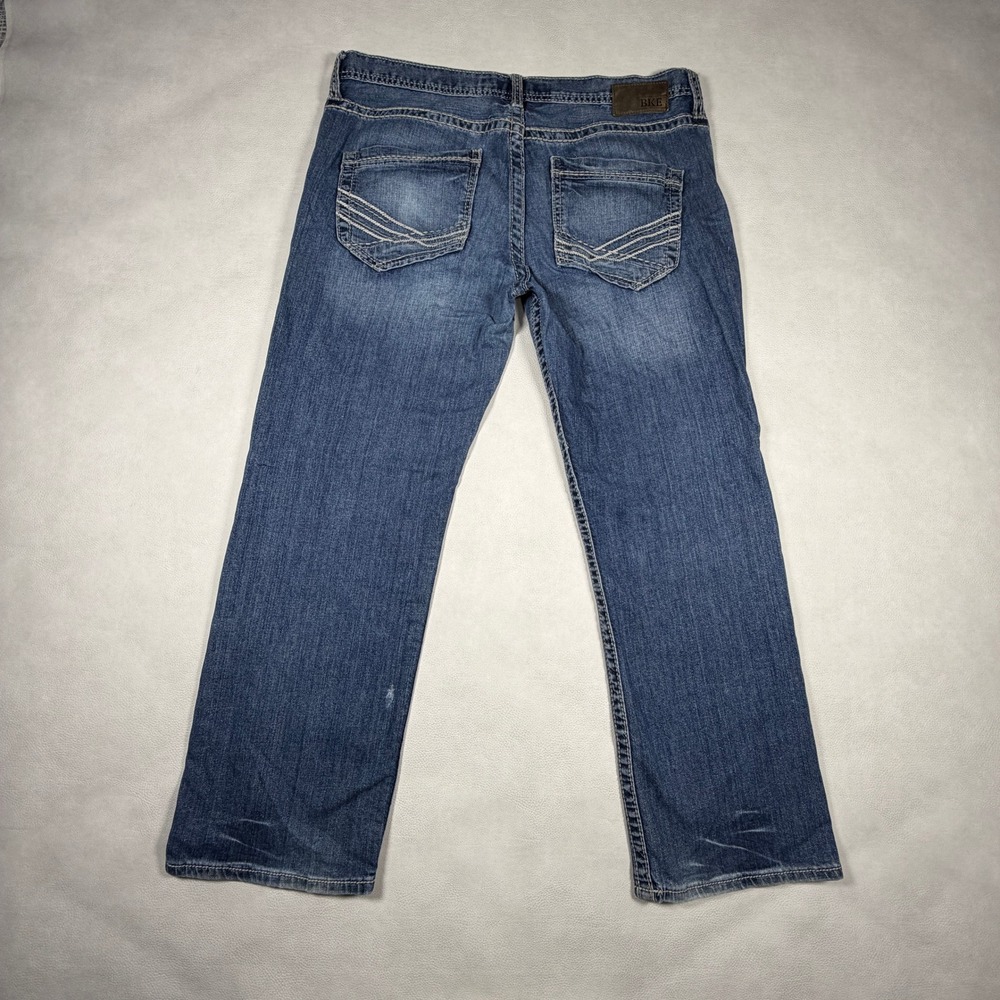 BKE Jake Mens Straight Leg Jeans Blue Medium Wash Stretch Denim 38S 38x28 - Picture 10 of 13